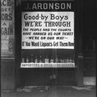J. Aronson Liquor sign at the start of prohibition, Seattle
